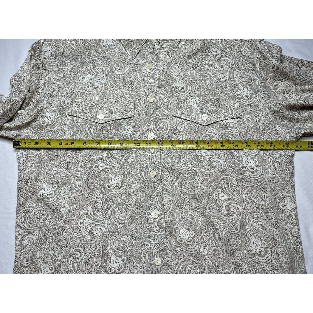 Liz Claiborne Collection Cream With Brown Paisley Pattern Button Down Size 10 - Picture 6 of 12